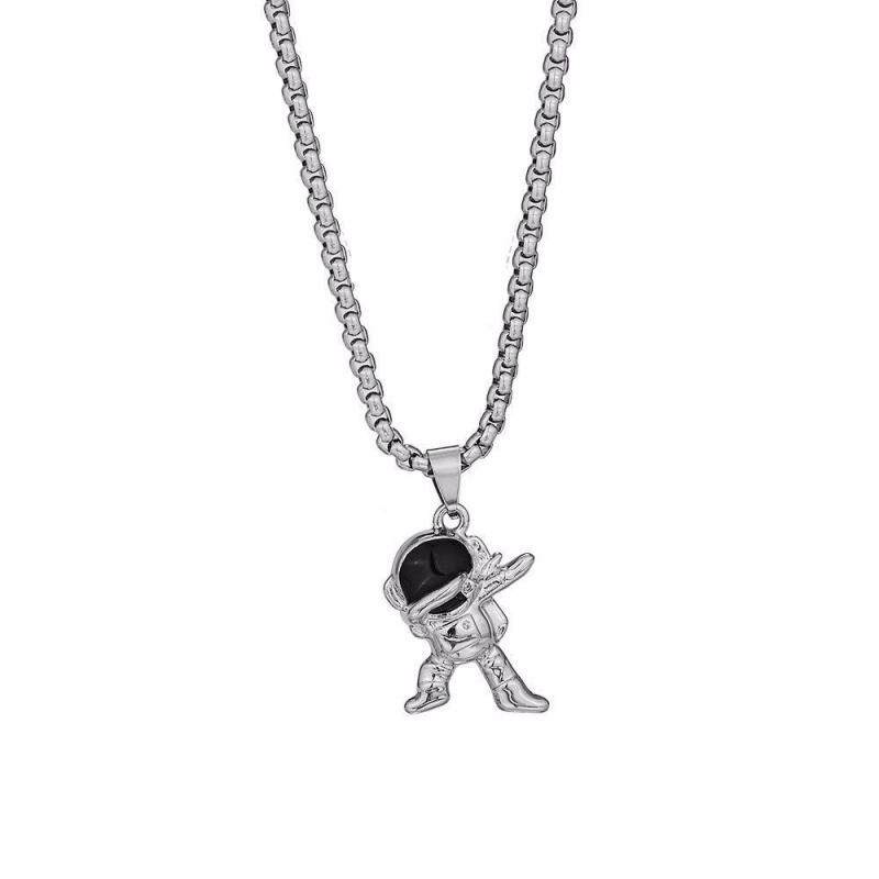 Vòng cổ mặt hình phi hành gia Hàn Quốc JP6 bằng thép không gỉ