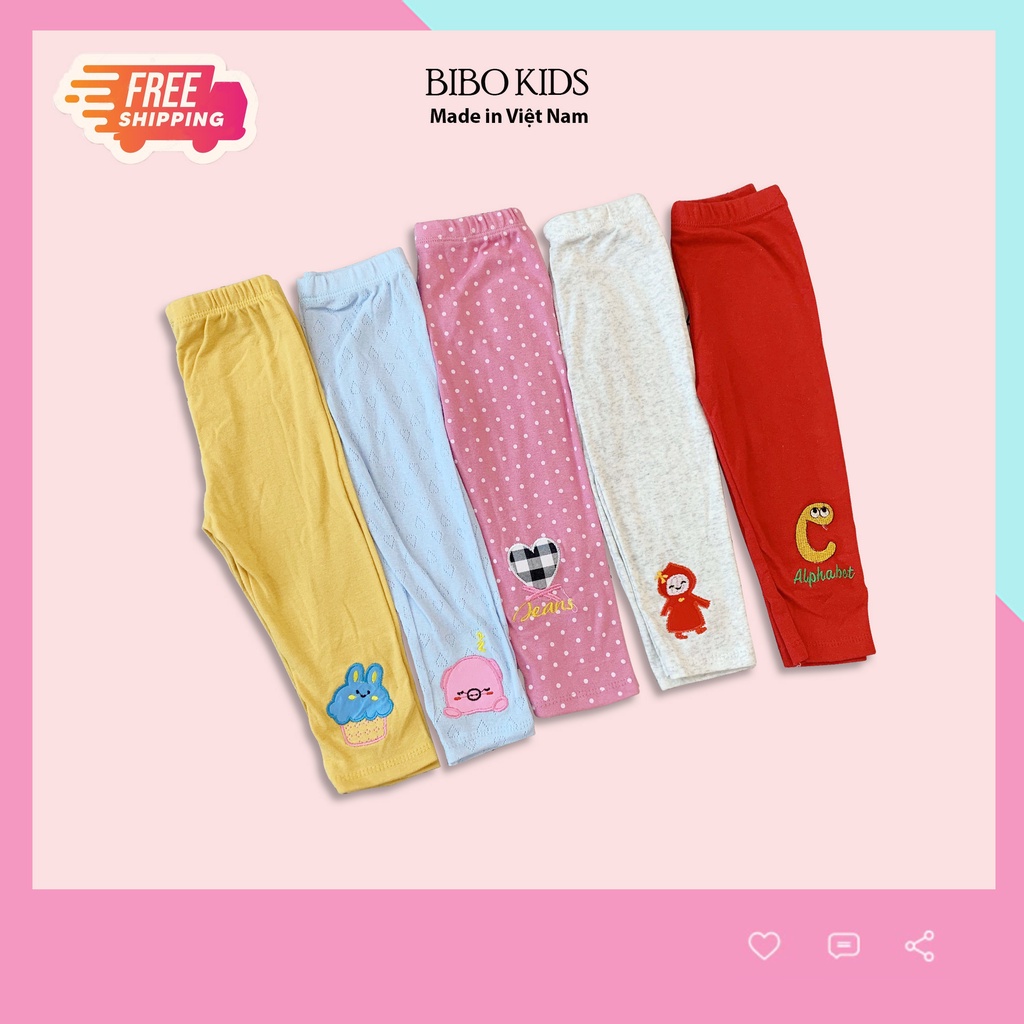 Quần legging bé gái chất liệu cotton co dãn đủ màu sắc họa tiết dễ thương cho bé ngày năng động