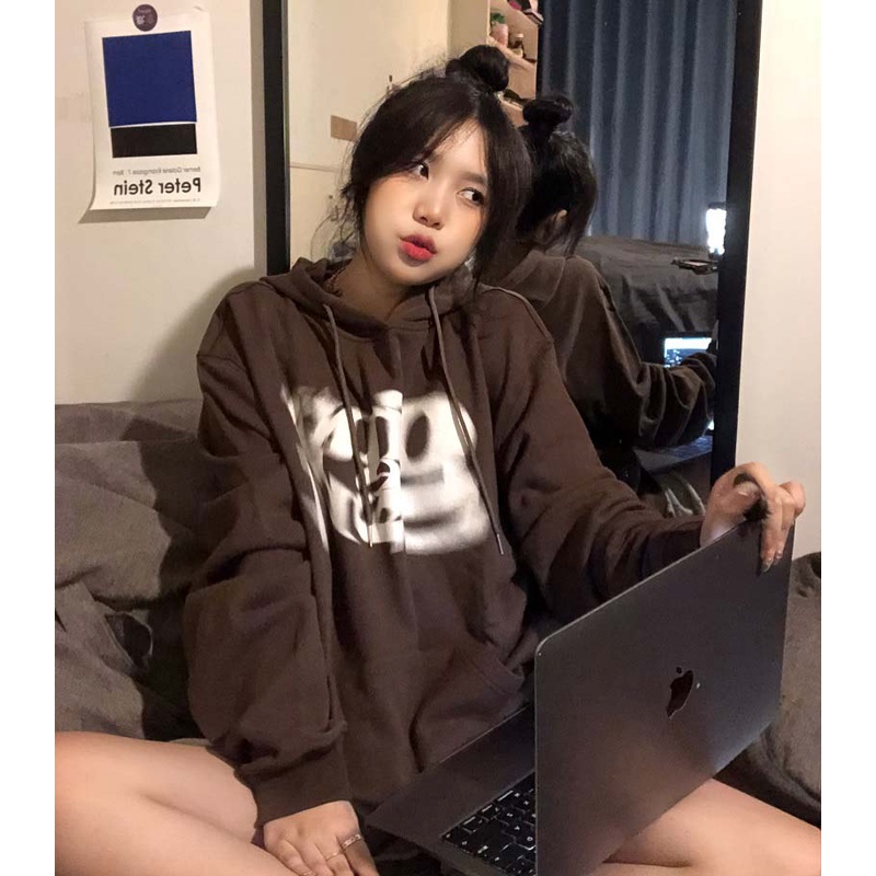 Áo hoodie dáng rộng in chữ phong cách đường phố | BigBuy360 - bigbuy360.vn