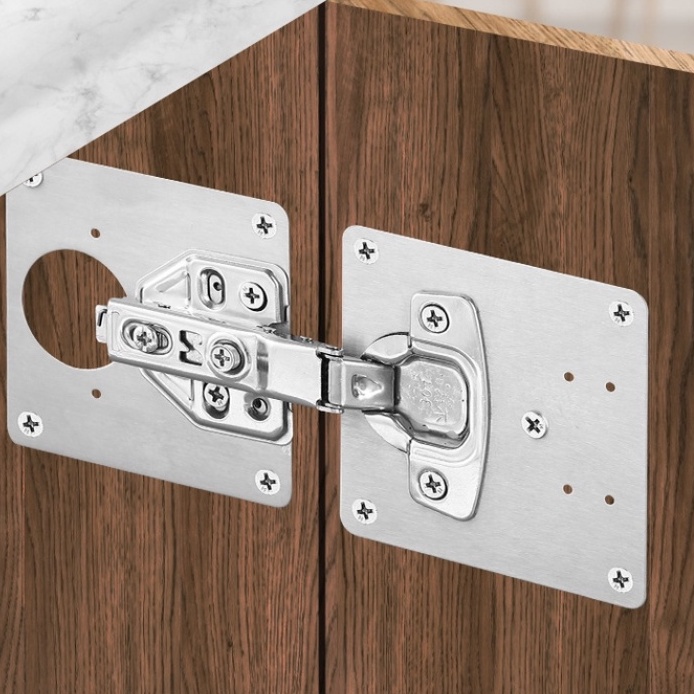 COMBO 10 Tấm thép sửa bản lề cửa gỗ, tủ nhựa, tủ bếp, pad thép sửa cửa gỗ - tặng kèm 6 đinh vít phù hợp mọi loại bản lề