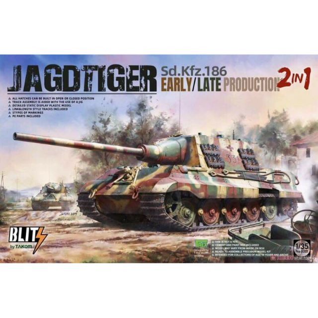Takom 8001 Mô Hình Pháo Tự Hành Jagdtiger Sd.Kfz.186 Early / Late Production 2 in 1