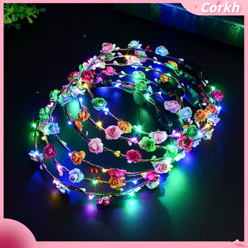 ♡Vòng Hoa Đội Đầu Có Đèn LED Phát Sáng Cho Nữ