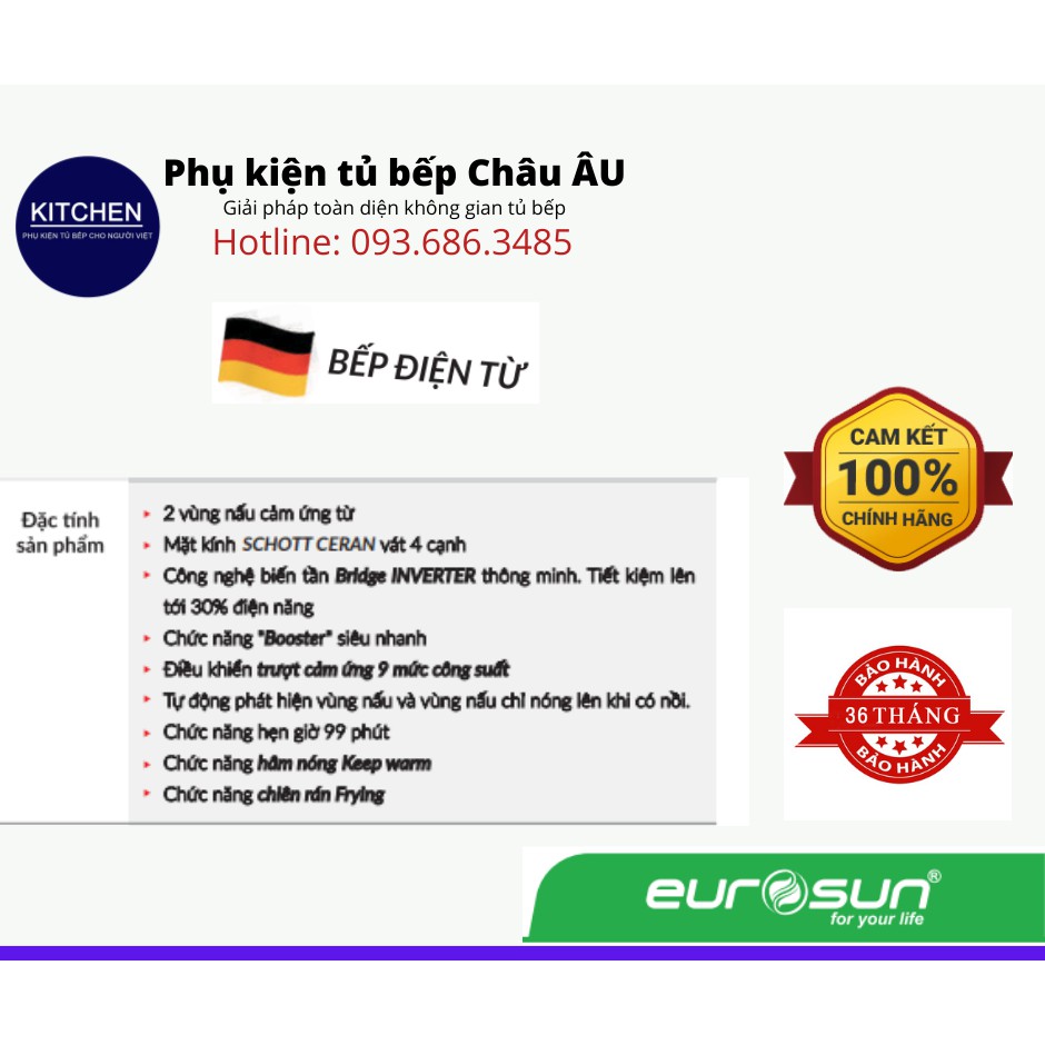 BẾP TỪ 2 VÙNG NẤU EUROSUN EU-T705Plus chính hãng