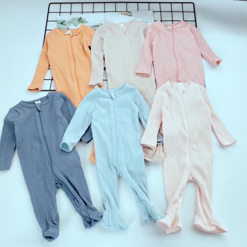 Bodysleep bodysuit bộ liền thân áo liền quần khóa 2 chiều màu trơn chất liệu thun organic xuất dư cho bé sơ sinh đến 9m