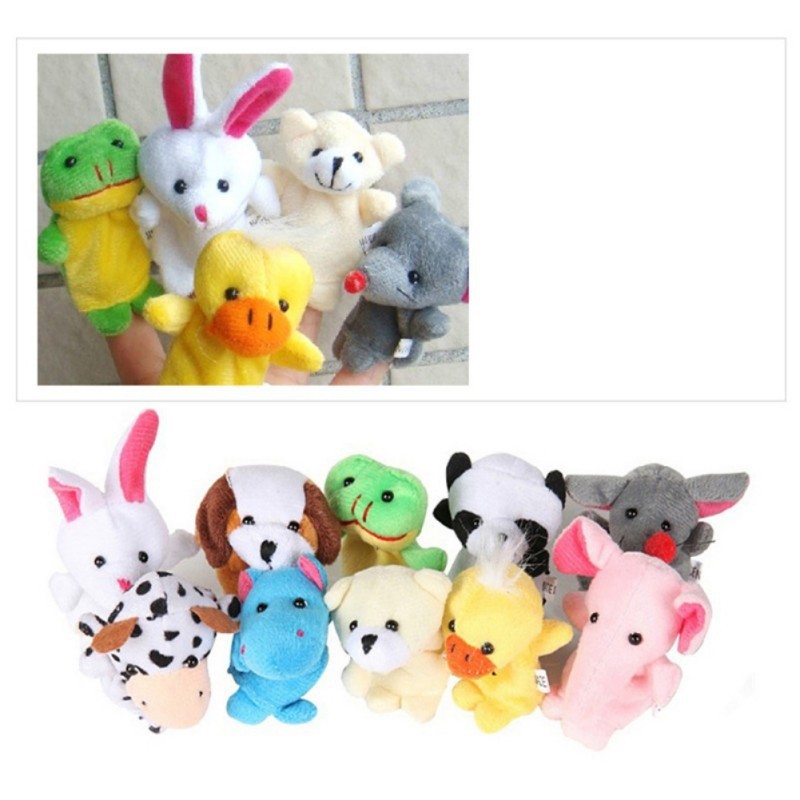 Set 10 Con Rối Đeo Ngón Tay Hình Thú Nhồi Bông Xinh Xắn Dành Cho Các Bé