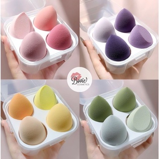 Set 4 Bông Mút Hình Giọt Nước Tán Kem Nền Trang Điểm Kèm Hộp Đựng Xinh Xắn