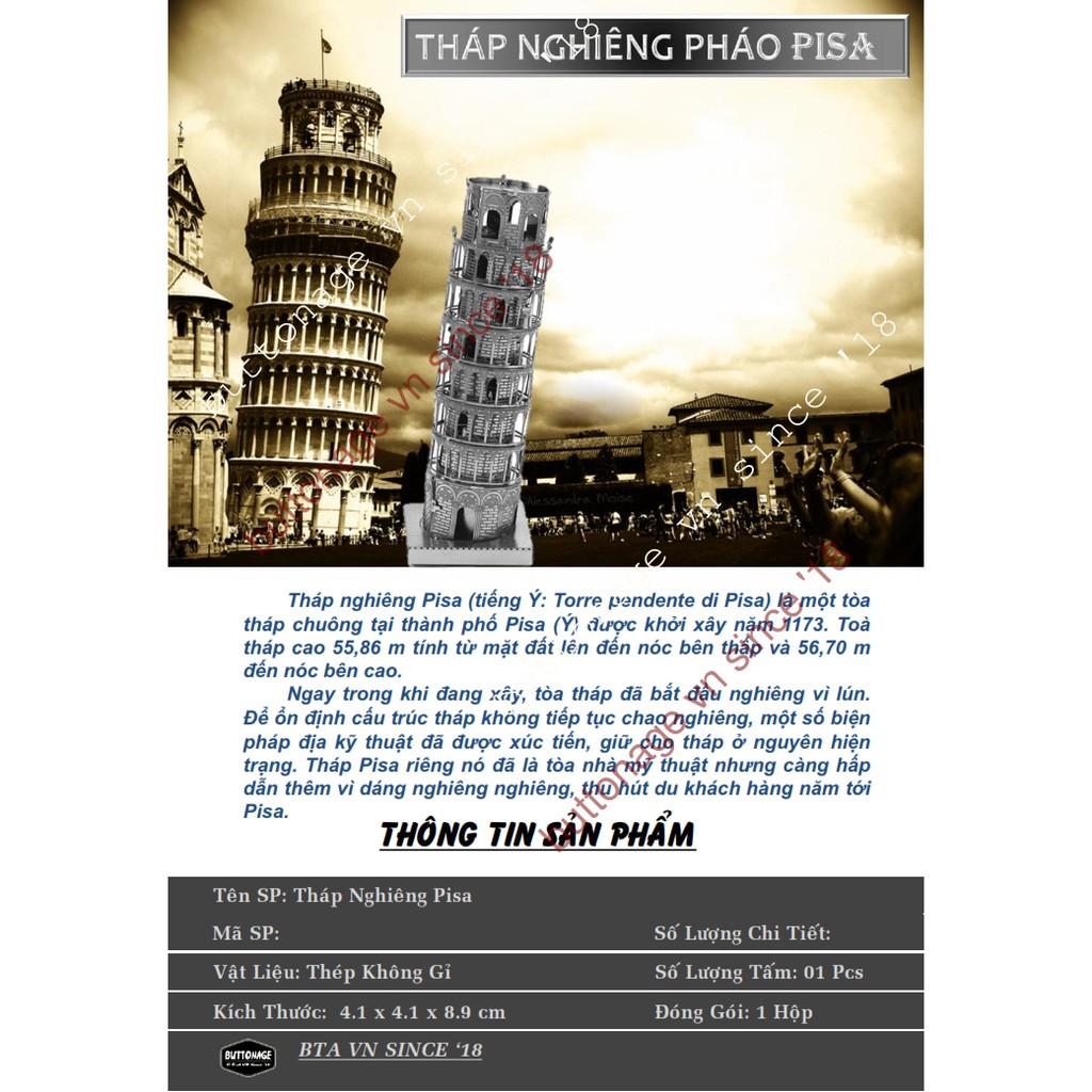 Mô Hình Lắp Ráp 3d Tháp Nghiêng Pisa