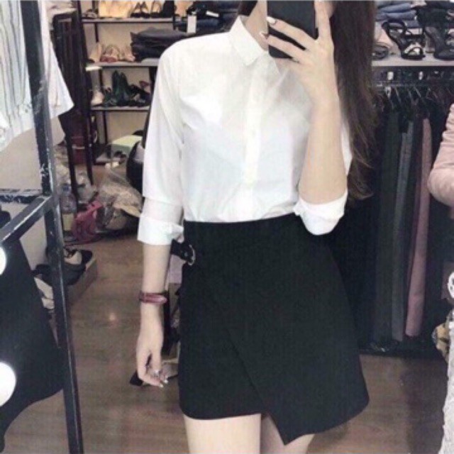 ÁO SƠ MI TRẮNG CỔ ĐỨC UNI ( SƠ MI NỮ CÔNG SỞ ) | BigBuy360 - bigbuy360.vn