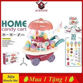 Đồ Chơi Xe Kem KINPOW Màu Hồng Đặc Trưng, Có Nhạc Đèn Lấp Lánh, Cho Bé Tập Bán Hàng