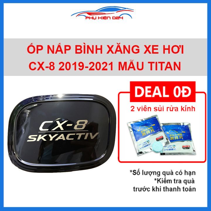 Ốp nắp bình xăng CX8, CX-8 2019-2020-2021 vân titan chống trầy trang trí ô tô