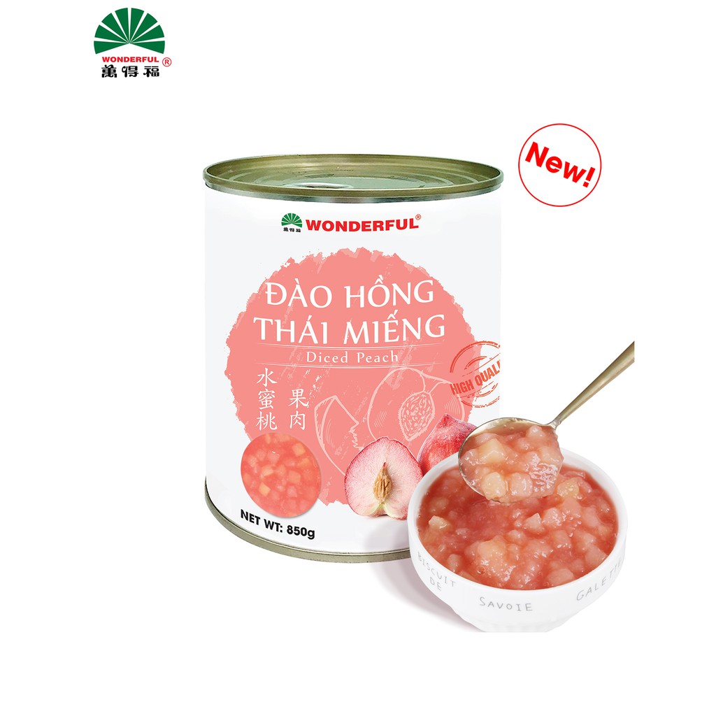 Đào hồng thái miếng Wonderful lon 850g - Gia store