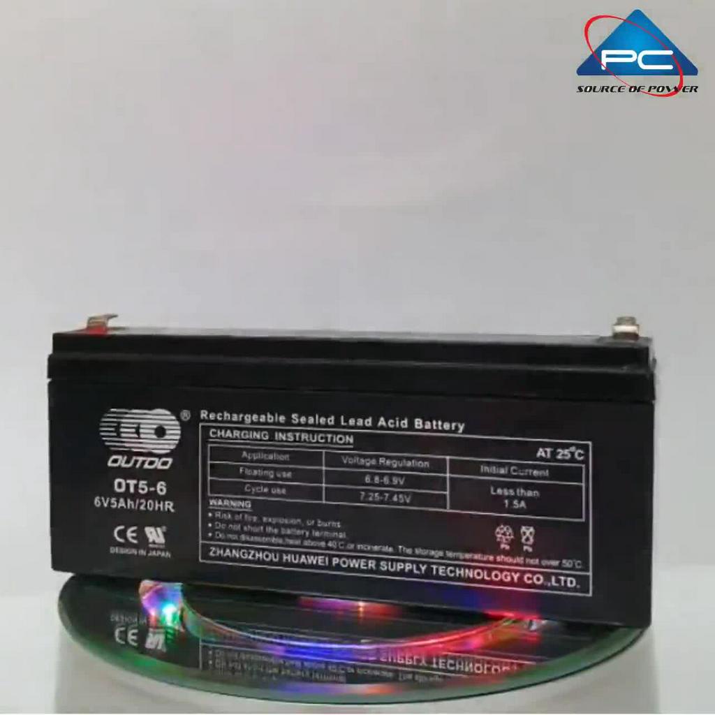 Ắc Quy Lưu Điện OUTDO OT5-6 6V - 5AH Dùng Cho Cân Điện Tử, Đồ Chơi Trẻ Em