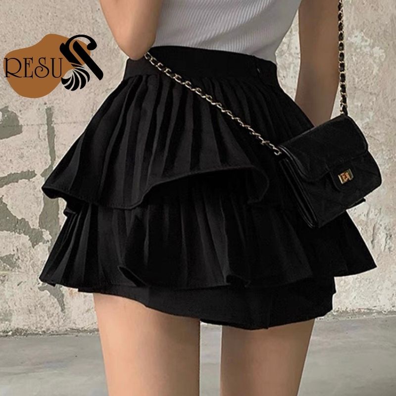 Chân váy xòe xếp li 2 tầng cao cấp dáng ngắn Quảng Châu cao cấp ( có quần trong ) | BigBuy360 - bigbuy360.vn