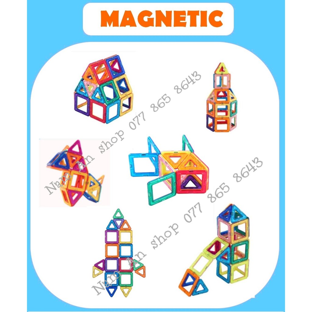 Đồ chơi xếp hình lắp ghép nam châm, 40/56/94 chi tiết, size lớn. MAGNETIC