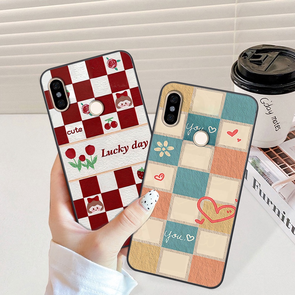 Ốp Xiaomi Mi A2 caro trái tim cá tính, thời trang siêu đẹp, siêu phong cách