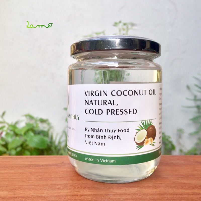Dầu dừa ép lạnh nguyên chất tự nhiên Nhân Thùy 200ml – Toàn vẹn dưỡng chất – Natural, Cold Pressed, Virgin coconut oil