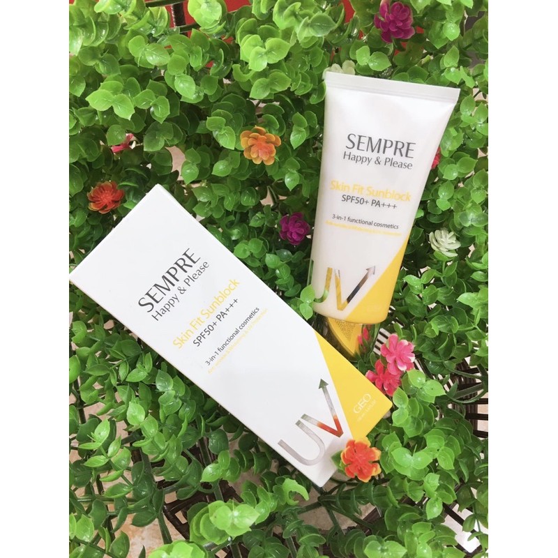 Kem Chống Nắng Geo Lamy Sempre Happy &amp; Please Skin Fit Sunblock SPF50+ PA+++