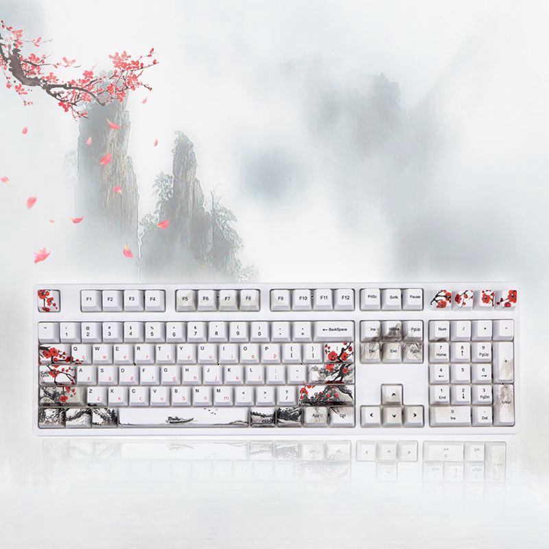 zzz* 5 Sides Dye-Sublimation 108 Keys PBT OEM Profile Keycap Wangjiang Plum Blossom