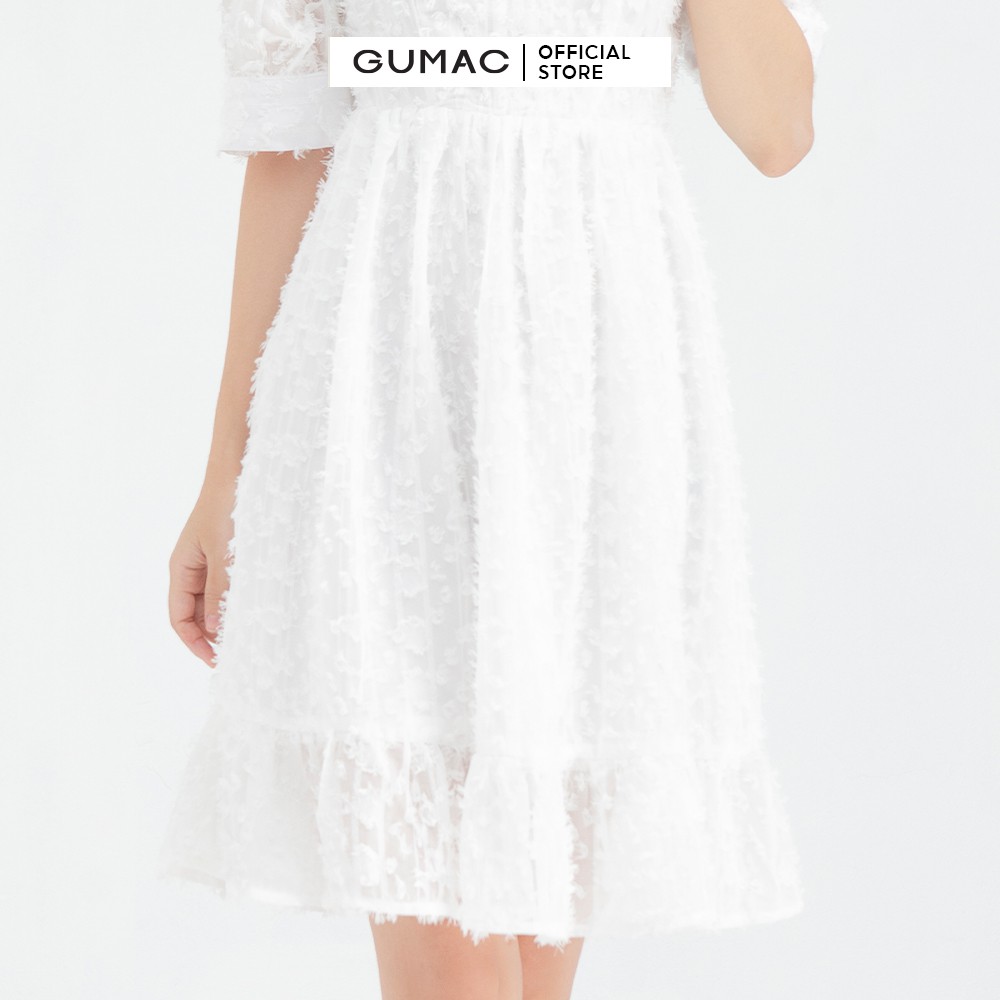 Đầm nữ sơ mi tùng xòe GUMAC màu trắng dễ thương DB645 | BigBuy360 - bigbuy360.vn