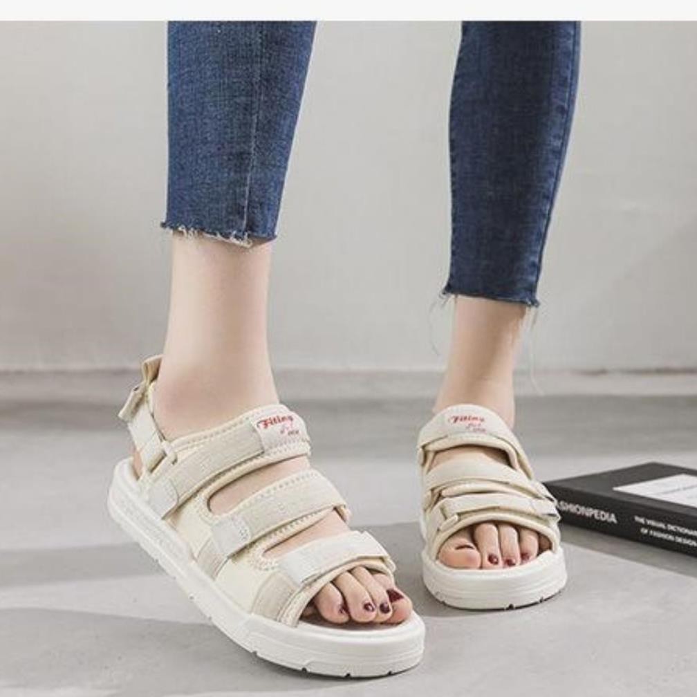 Sandal Nữ Đi Học Unisex Nam Nữ Đế Êm 3 Quai Fitting C49 - Mery Shoes