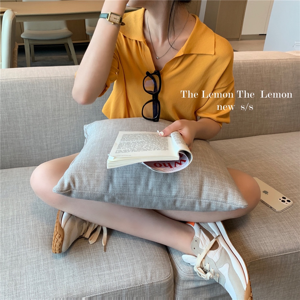 Áo polo Dệt Kim Tay Ngắn Cổ polo Thời Trang Mùa Hè Dành Cho Nữ