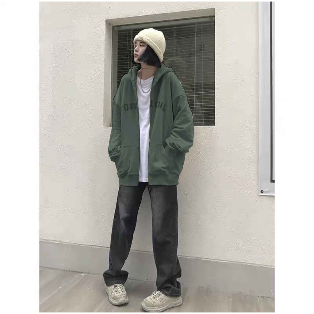 Áo Khoác Nỉ Chân Cua Tom PEONYB Unisex [FREESHIP] Hoodie zip form rộng tay bồng in chữ kiểu dáng vintage cá tính đẹp