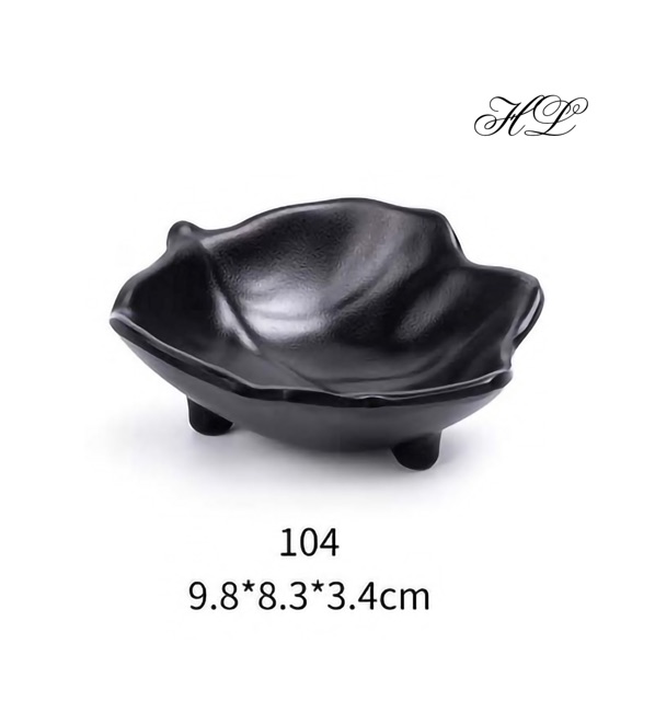 Đĩa tiêu Lá đen mờ Melamine - Hàng nhập khẩu ( Chịu nhiệt - Chịu lực) | Chấm Lá NO.104