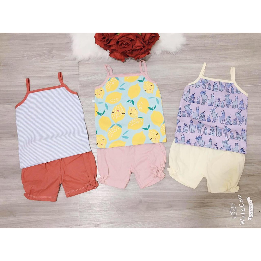 Bộ đồ hai dây cotton cực yêu cho bé gái