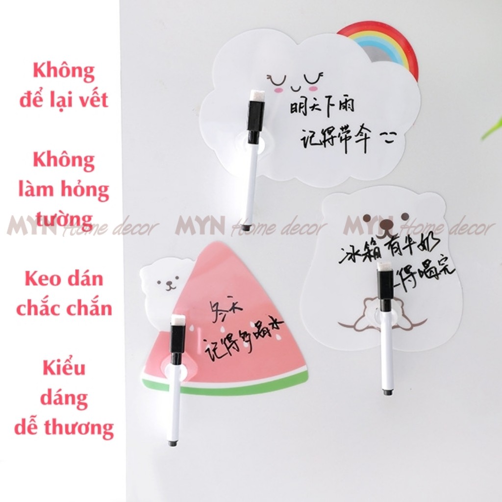 Ghi chú, miếng note dán tủ lạnh hình thú dễ thương (Tặng kèm bút viết) MYN Home