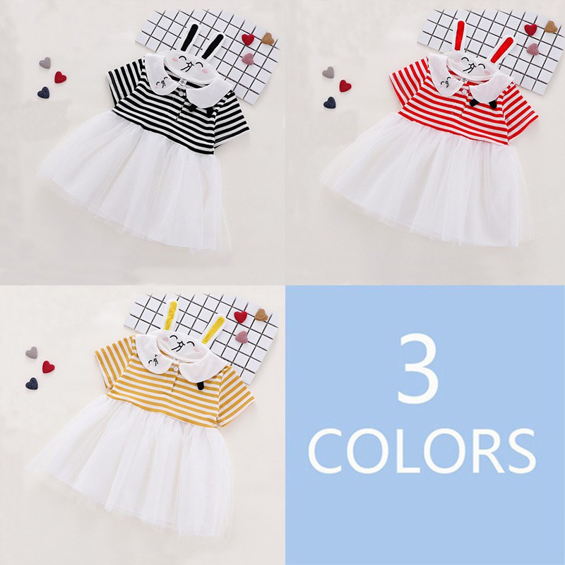 Đầm kẻ sọc ngắn tay đáng yêu cho bé gái