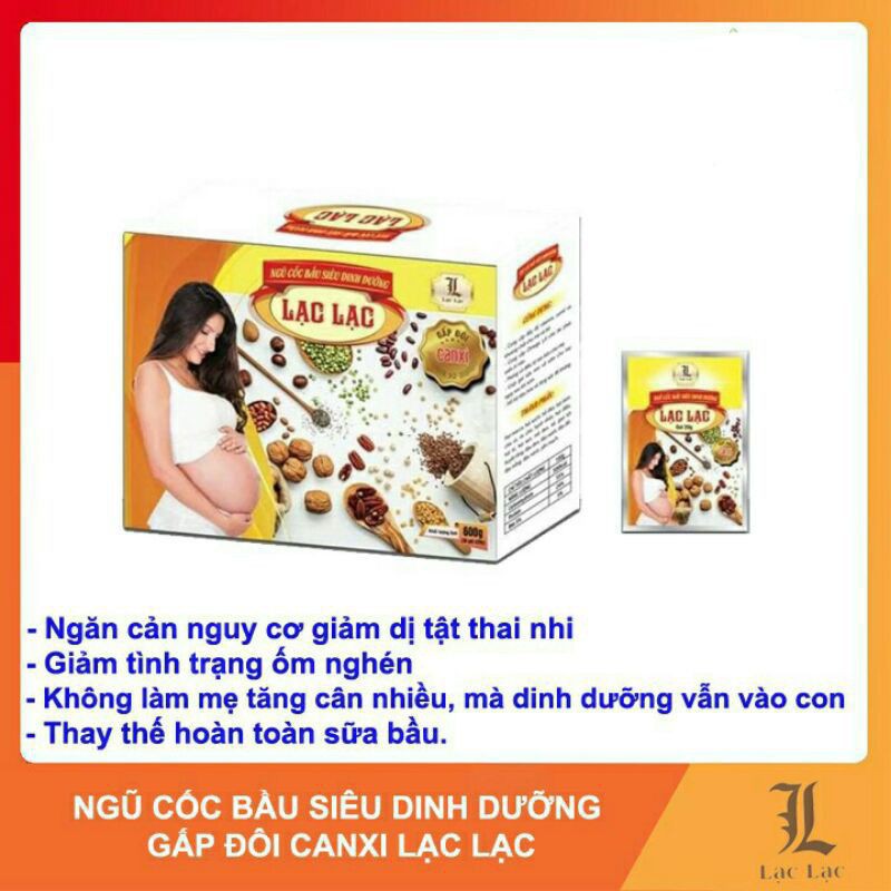 Ngũ cốc Bầu Lạc Lạc (hộp 30 gói) - Ngũ cốc Lạc Lạc siêu dinh dưỡng, Ngũ cốc bà bầu Lạc Lạc, Ngũ cốc bầu - giảm ốm nghén