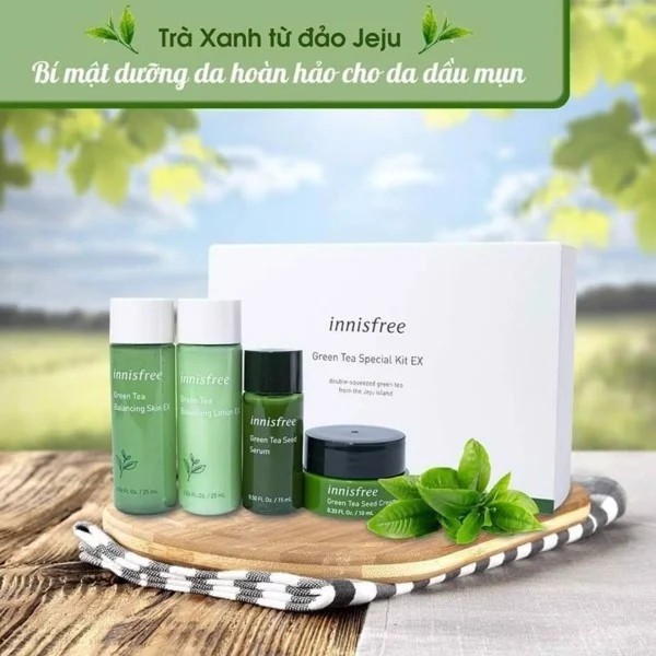 [Mẫu Mới] Set 4 Món Dưỡng Ẩm Ngăn Ngừa Mụn Innisfree Green Tea Special Kit EX - Bộ Kit Dưỡng Da Trà Xanh Innisfree