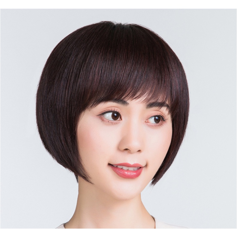 🌿Tặng Lưới🌿 Tóc giả nữ trung niên nguyên đầu tự nhiên - TG20