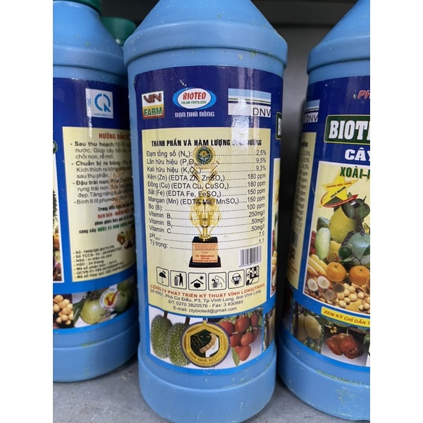 BIOTED 603 PHÂN BÓN LÁ NPK SINH HỌC CHO CÂY ĂN TRÁI