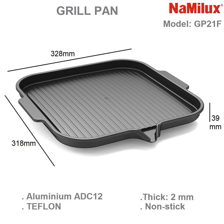 Vỉ nướng Khay nướng BBQ nhôm chống dính Namilux 21PF telfon Cao Cấp