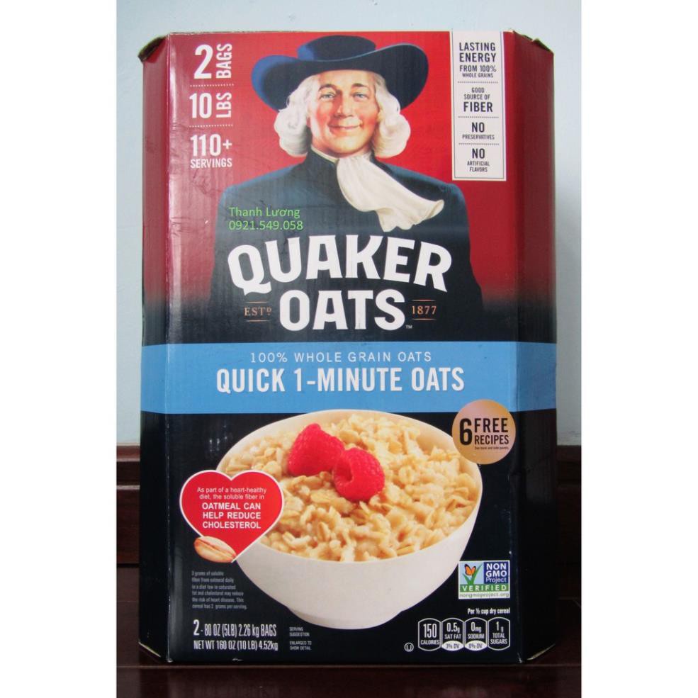 Yến Mạch Ăn Kiêng Ăn Liền Quick 1 Minutes Quaker Oats 10lbs 4,6kg nhập khẩu MỸ - KIỂM TRA HÀNG TRƯỚC KHI NHẬN