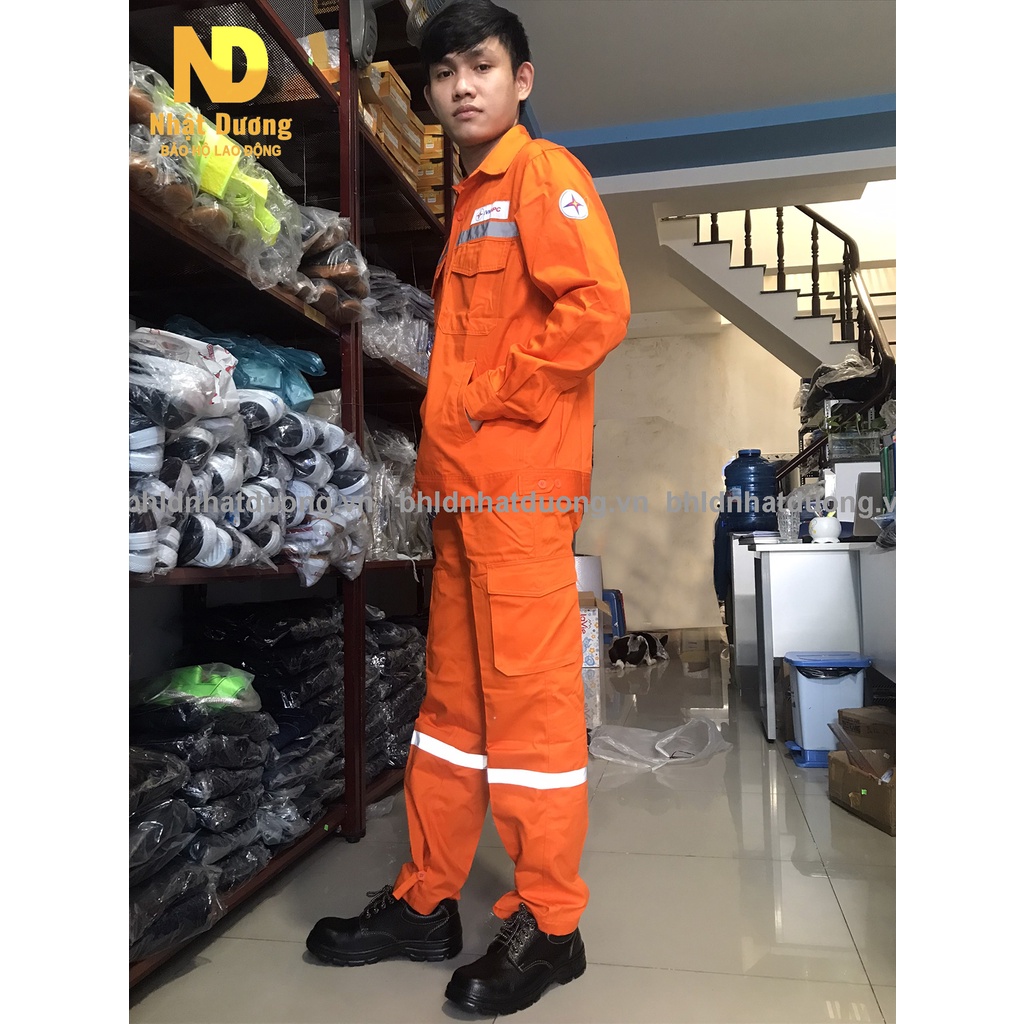 Quần áo bảo hộ lao động ngành điện lực miền bắc, áo phản quang, quần túi hộp - Full size