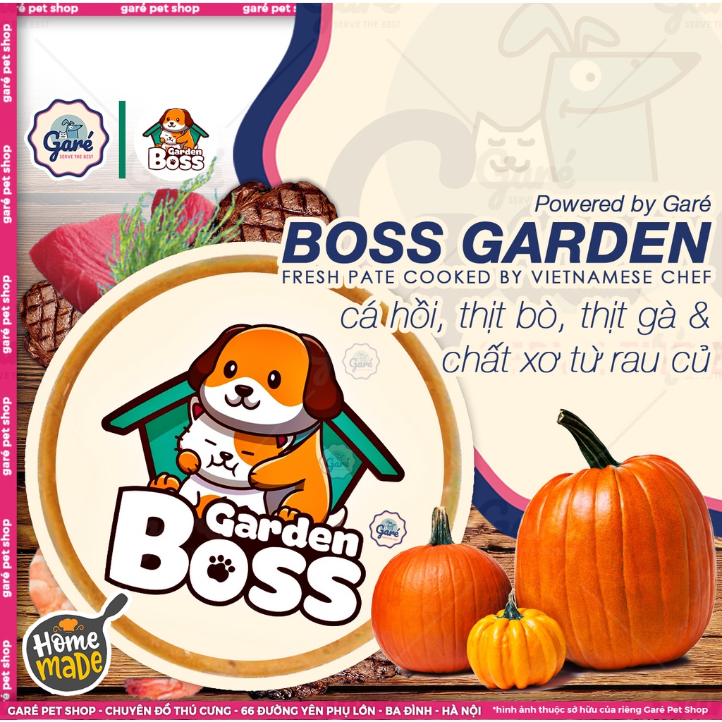 Pate tươi BOSS GARDEN Vườn Boss - Cá Hồi, Ức Gà, Bò cho Chó Mèo 450gr đảm bảo giữ lạnh 24/7 - pate nhà làm Garé Pet Shop