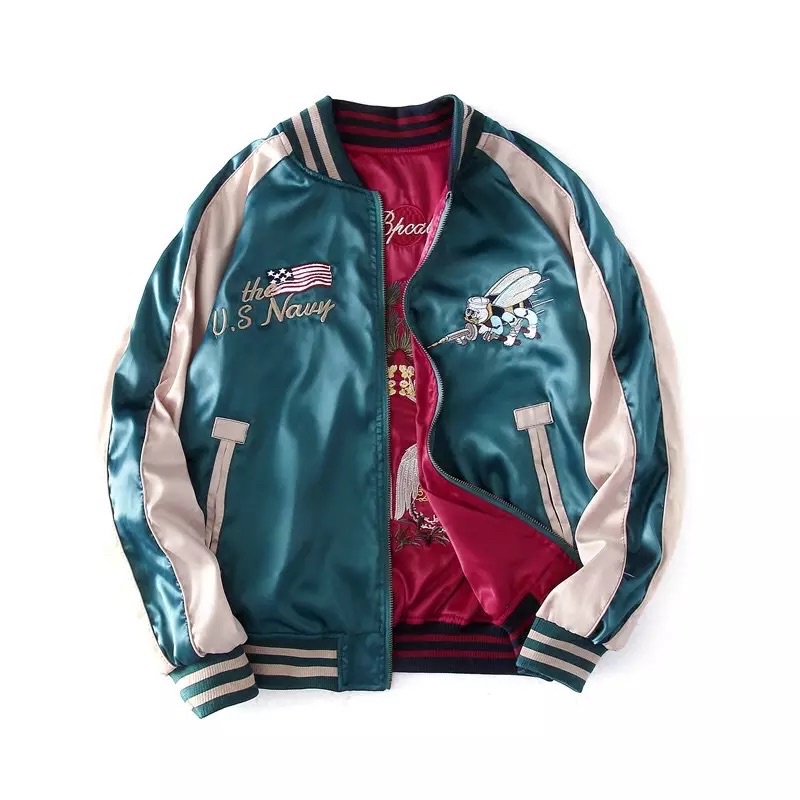 Áo bomber 2 mặt thêu ong