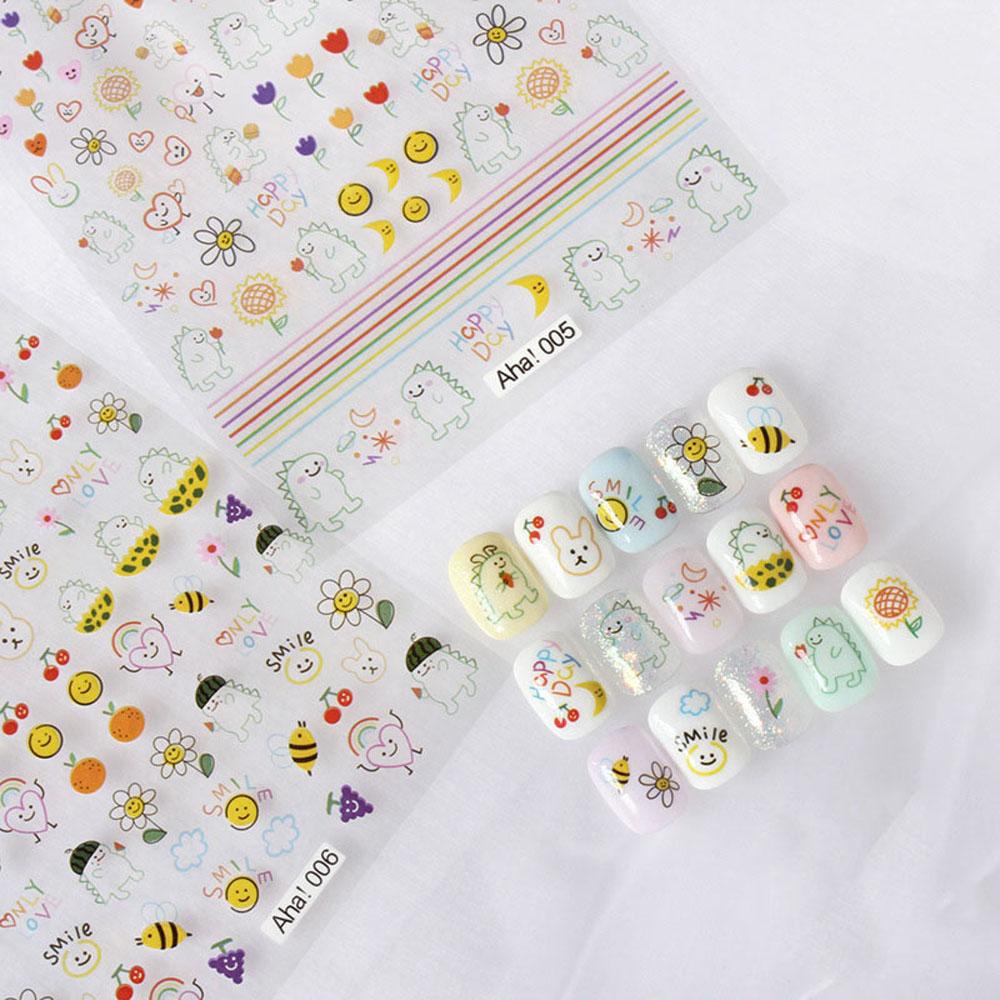 Miếng Dán Móng Tay Tự Dính Họa Tiết Gấu Hoạt Hình Dễ Thương