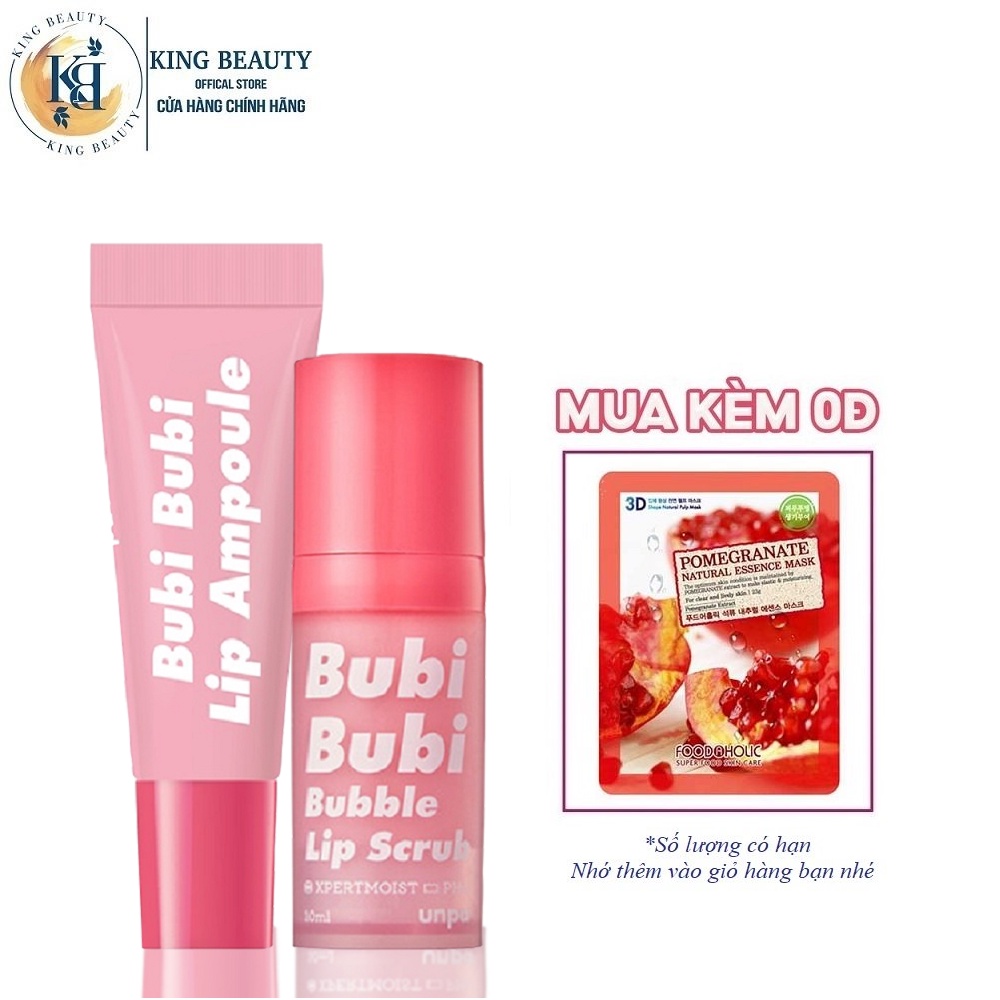 Combo 2 Sản Phẩm Dưỡng Môi Dưỡng Ẩm Cho Môi Mềm Mại Unpa Bubi Bubi Lip  (Tinh Chất10ml+tẩy tế bào chết10ml)