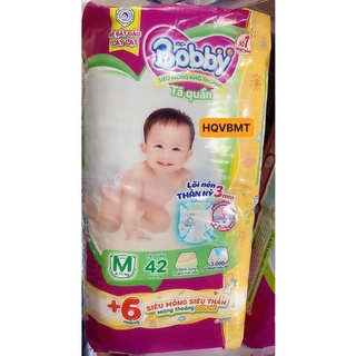 [TẶNG KÈM 6M] Tã Quần Bobby Đệm Thấm Lưng Mồ Hôi size M42 miếng