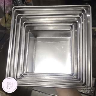 Khuôn Nướng Nhôm Hình Vuông Đáy Liền Cao 6cm Đủ Size