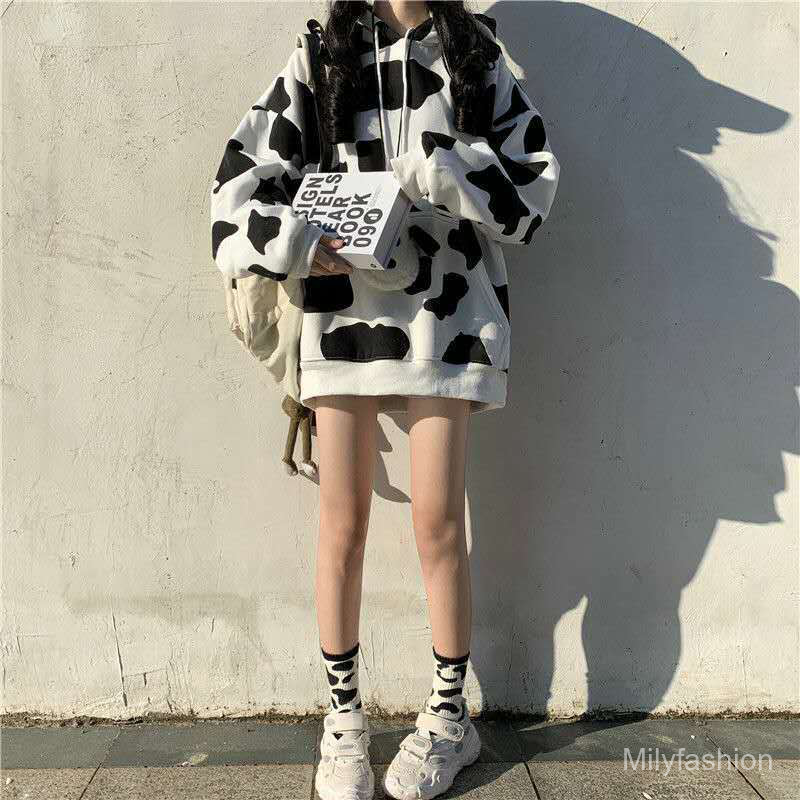💕 Milyfashion Long Sleeve Thin Fabric Hoodie Sweatshirt Cow Print | BigBuy360 - bigbuy360.vn