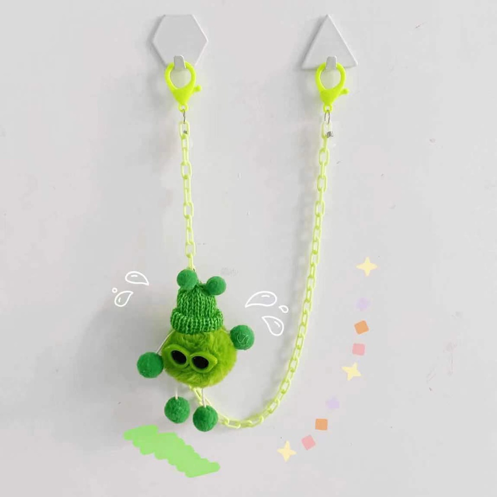 Dây Xích Đeo Mặt Nạ / Tai Nghe / Dây Chuyền Bằng Acrylic Đính Quả Bông Xanh Hoạt Hình