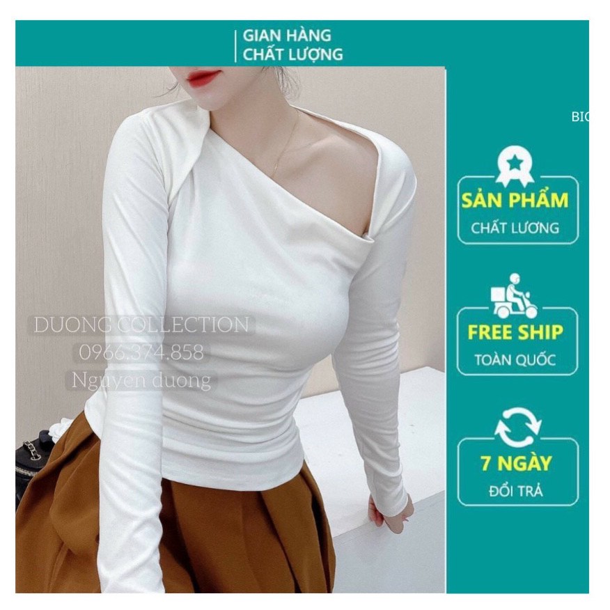 Áo thun nữ hở vai tay dài BIGSIZE chất liệu thun borip loại 1 ,3 màu đen ,trắng, nâu
