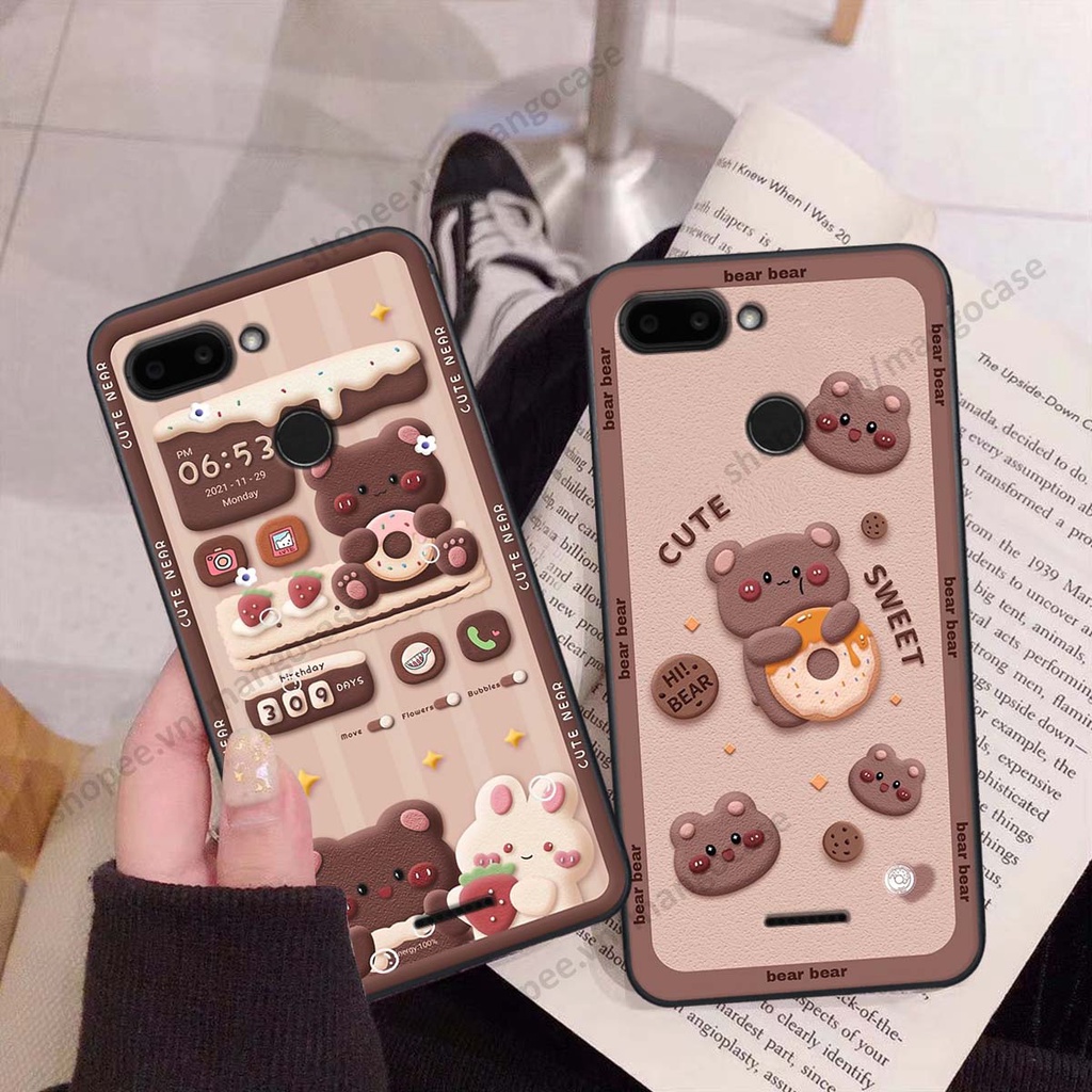 Ốp lưng Xiaomi Redmi 6 hình gấu, thỏ, đồng hồ cute dễ thương