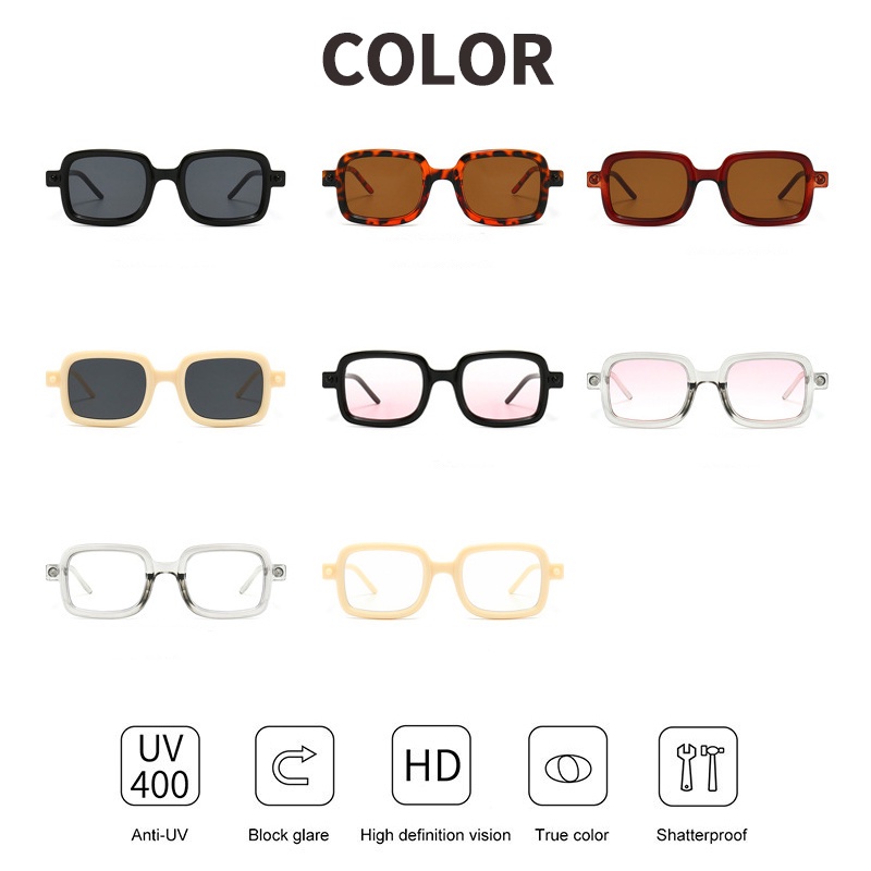 (YUZHU) Kính Mát Thời Trang Phương Tây Retro Chống Nắng Hình Vuông Màu Gradient Hiện Đại