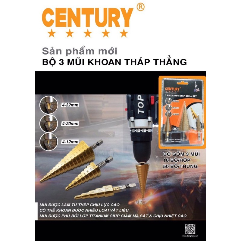 Bộ Mũi Khoan Tháp CENTURY  |  CHÍNH HÃNG