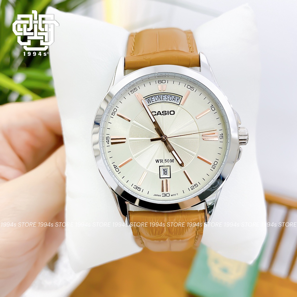 Đồng hồ nam Casio MTP-1381L-9A dây da thật, hàng chính hãng
